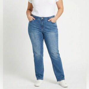 CURVE APPEAL Cotton Blend Stretch Straight Leg High Rise 5 Pocket Jeans US Sz 16